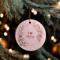 Pink Koi I Love Mahjong 3" Double Sided Ceramic Christmas Tree Ornament