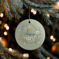 Sage Green Wildflowers I Love Mahjong 3" Double Sided Ceramic Christmas Tree Ornament