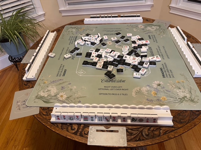 Sage Green Wildflowers Mahjong Mat