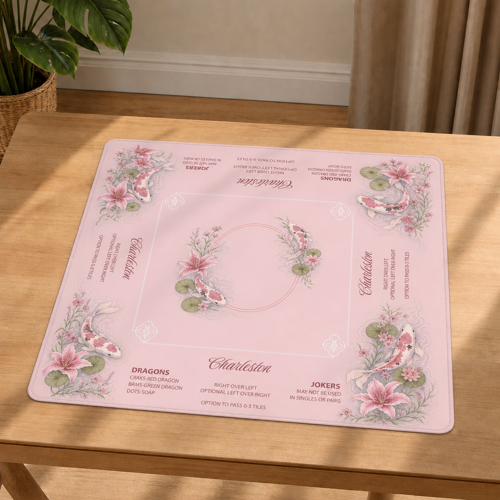 Pink Koi & Lilies Mahjong Mat