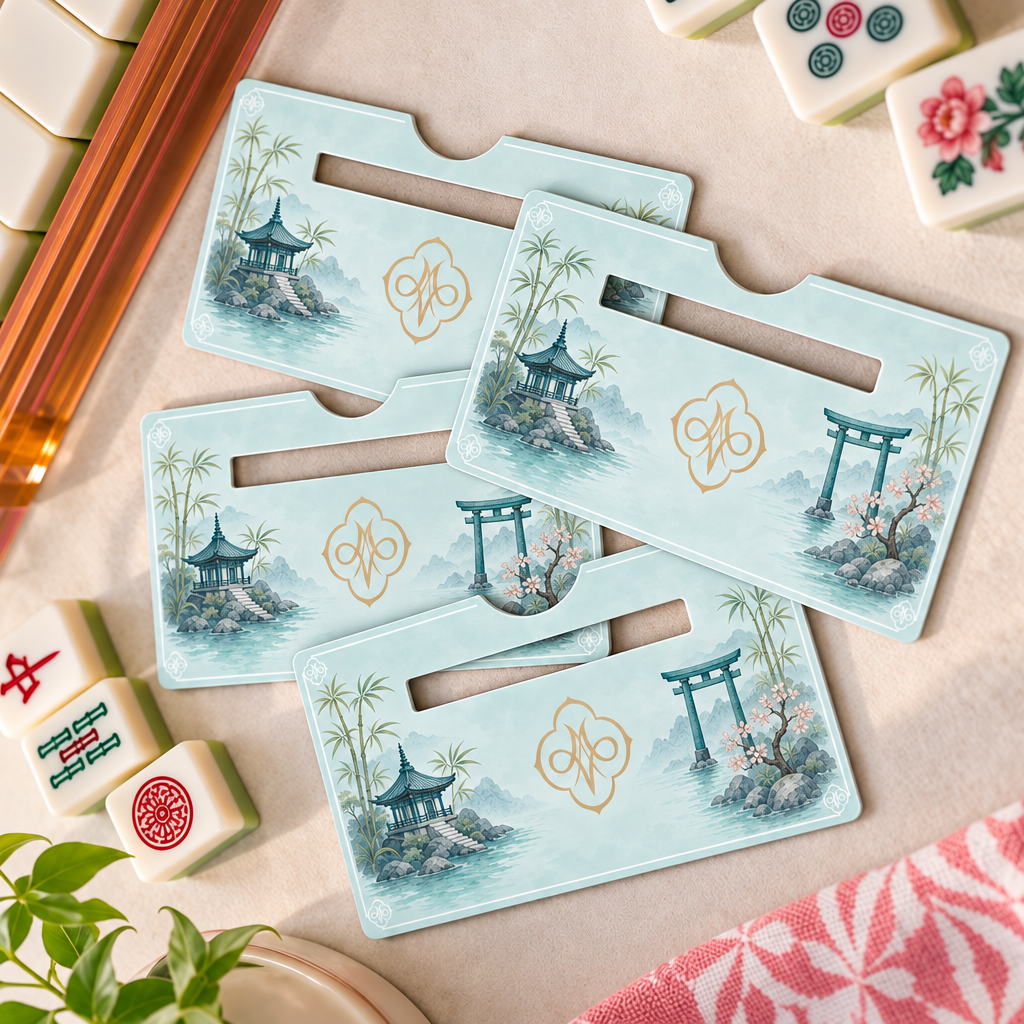 Turquoise Tori & Pagodas Card Line Finders (Set of 4)