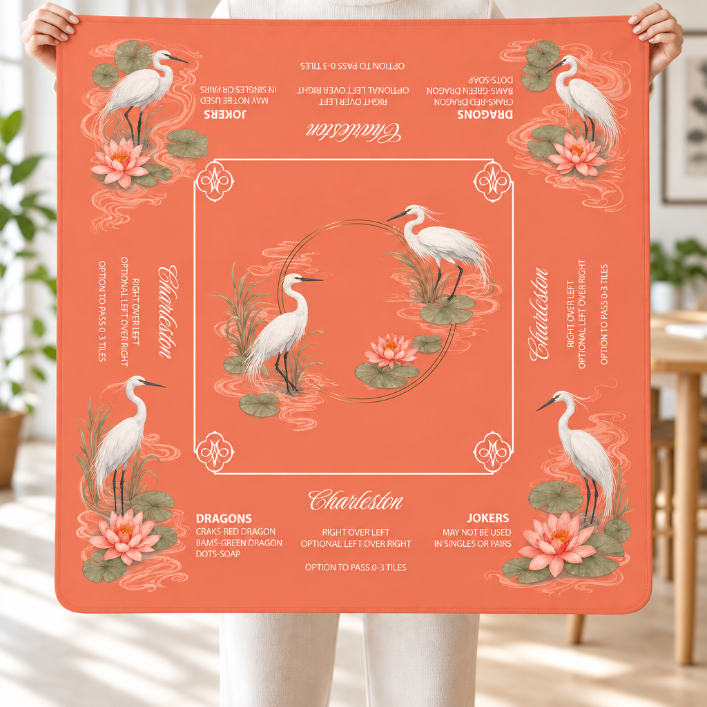 Coral Herons Mahjong Mat