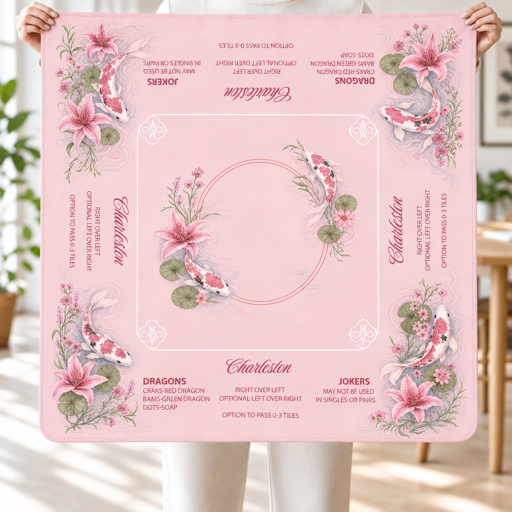 Pink Koi & Lilies Mahjong Mat