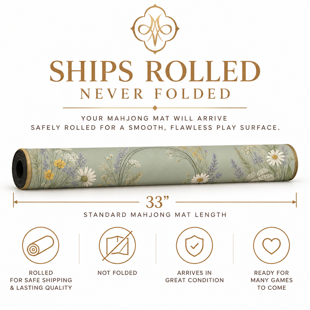 Sage Green Wildflowers Mahjong Mat
