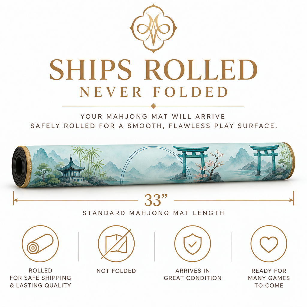 Turquoise Tori & Pagodas Mahjong Mat