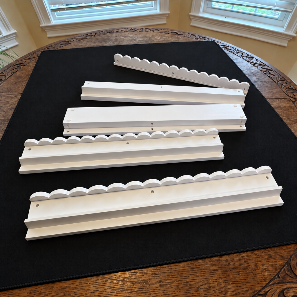 Scalloped Solid Wood Tile Racks with Pushers (Set of 4)