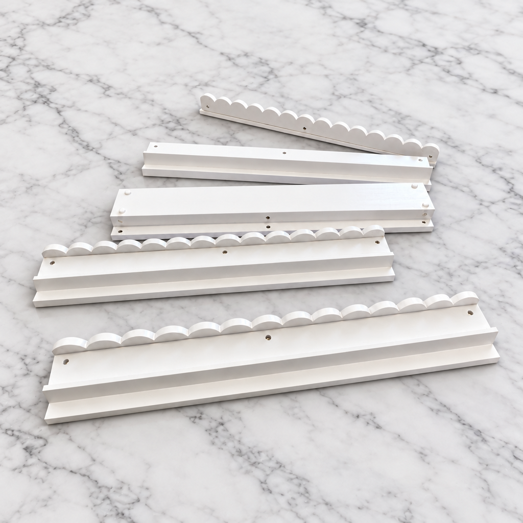Scalloped Solid Wood Tile Racks with Pushers (Set of 4)