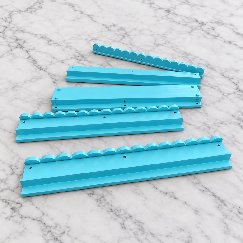 Scalloped Solid Wood Tile Racks with Pushers (Set of 4)