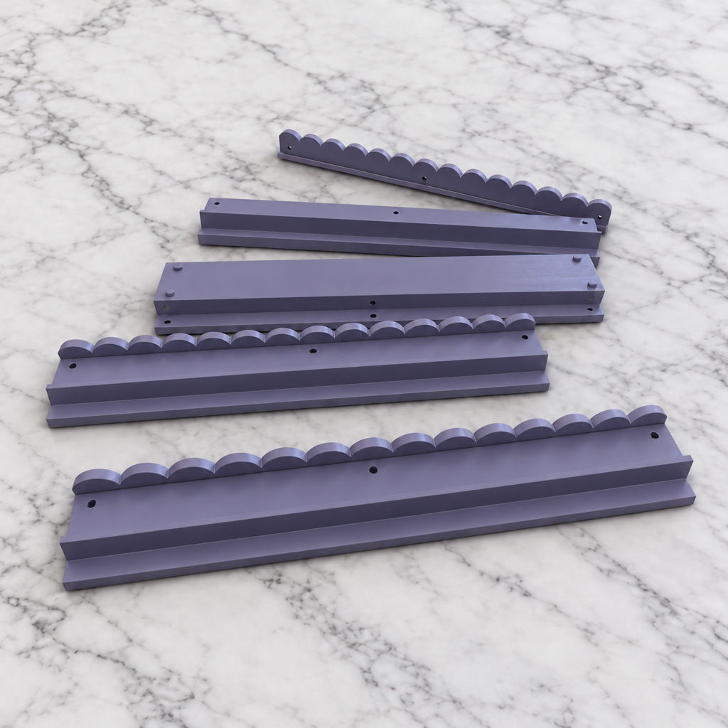 Scalloped Solid Wood Tile Racks with Pushers (Set of 4)