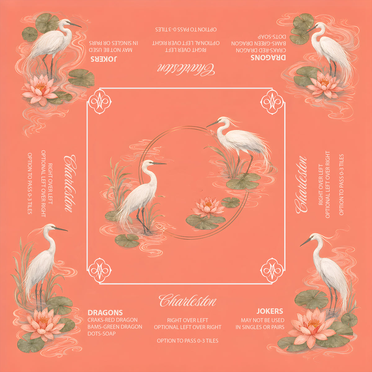 Coral Herons Mahjong Mat