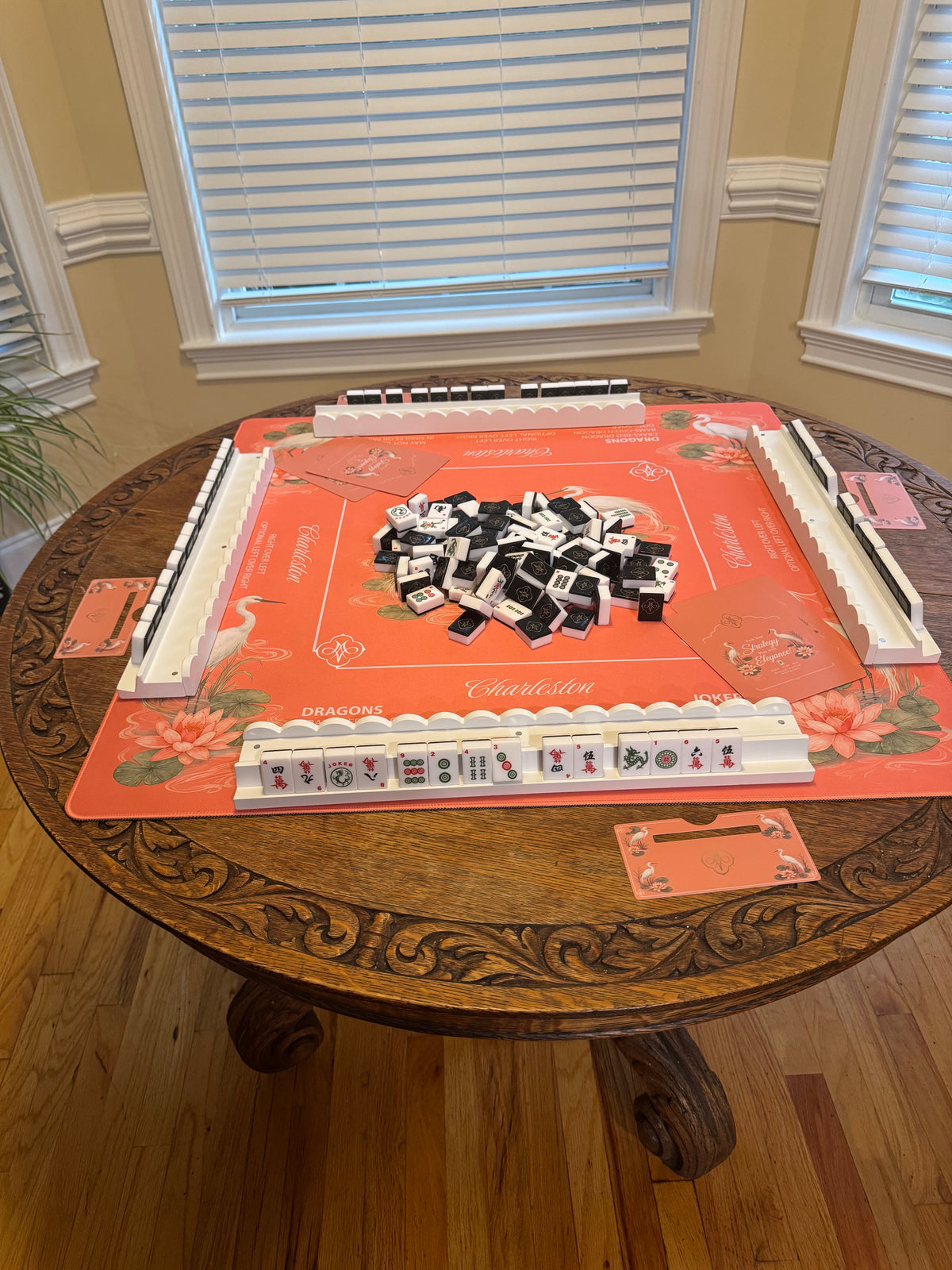 Coral Herons Mahjong Mat