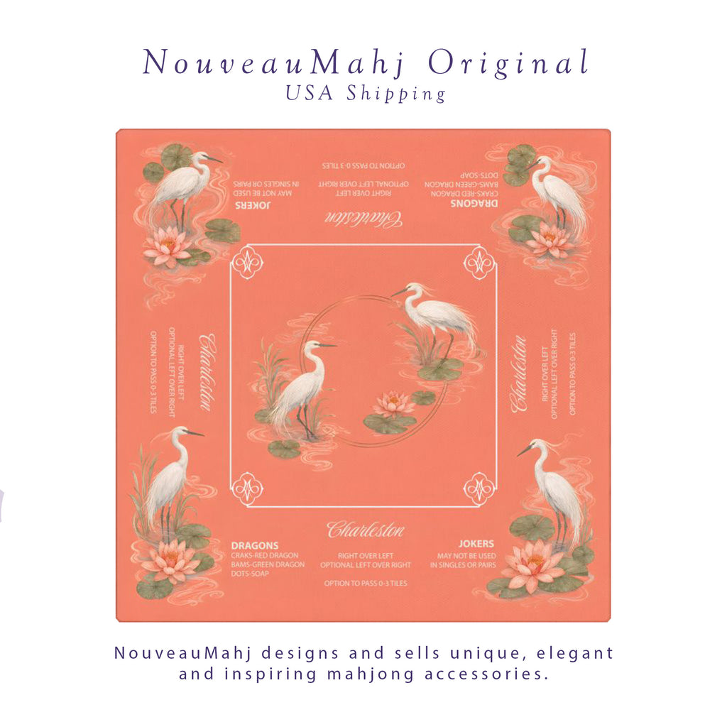 Coral Herons Mahjong Mat