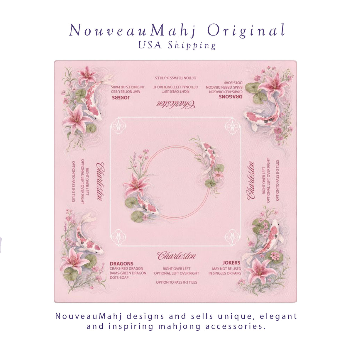 Pink Koi & Lilies Mahjong Mat