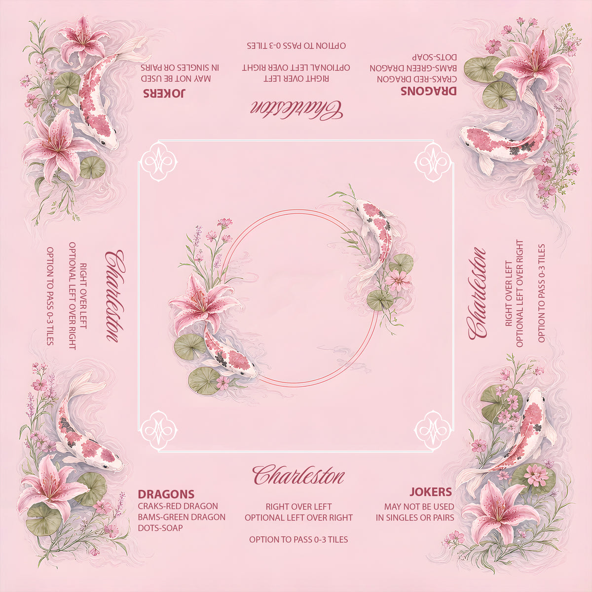 Pink Koi & Lilies Mahjong Mat