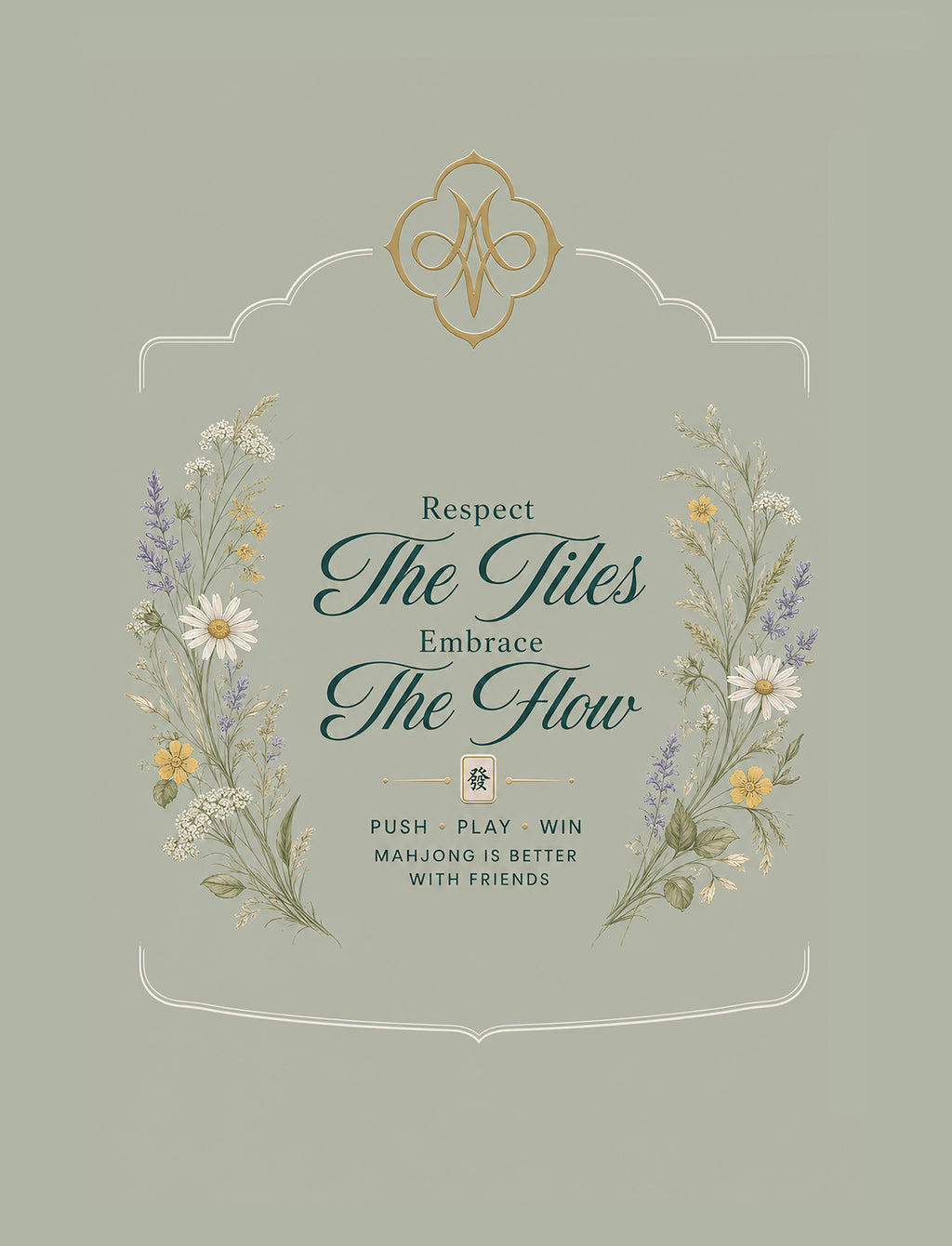 Sage Green Wildflowers Tile Pushers