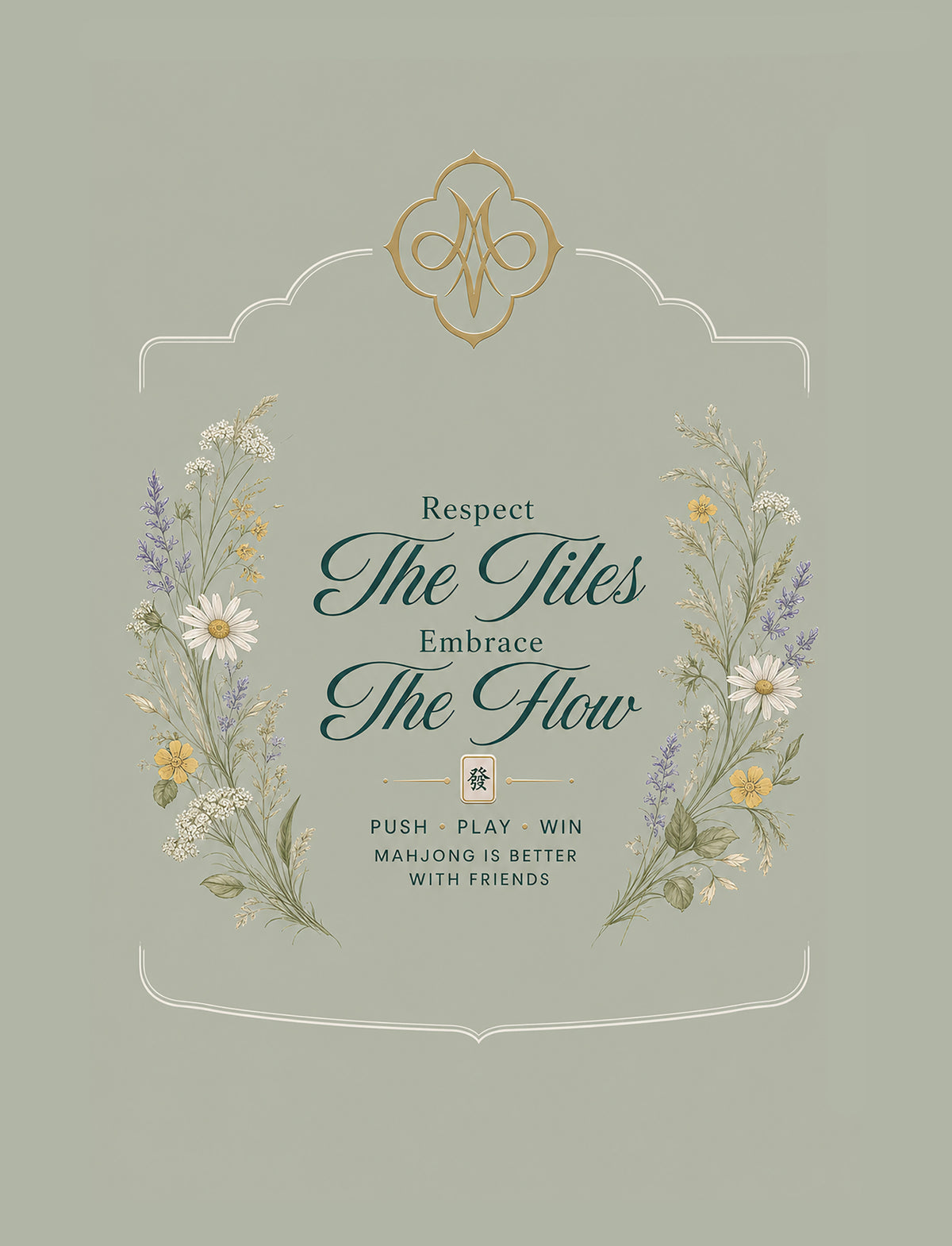 Sage Green Wildflowers Tile Pushers